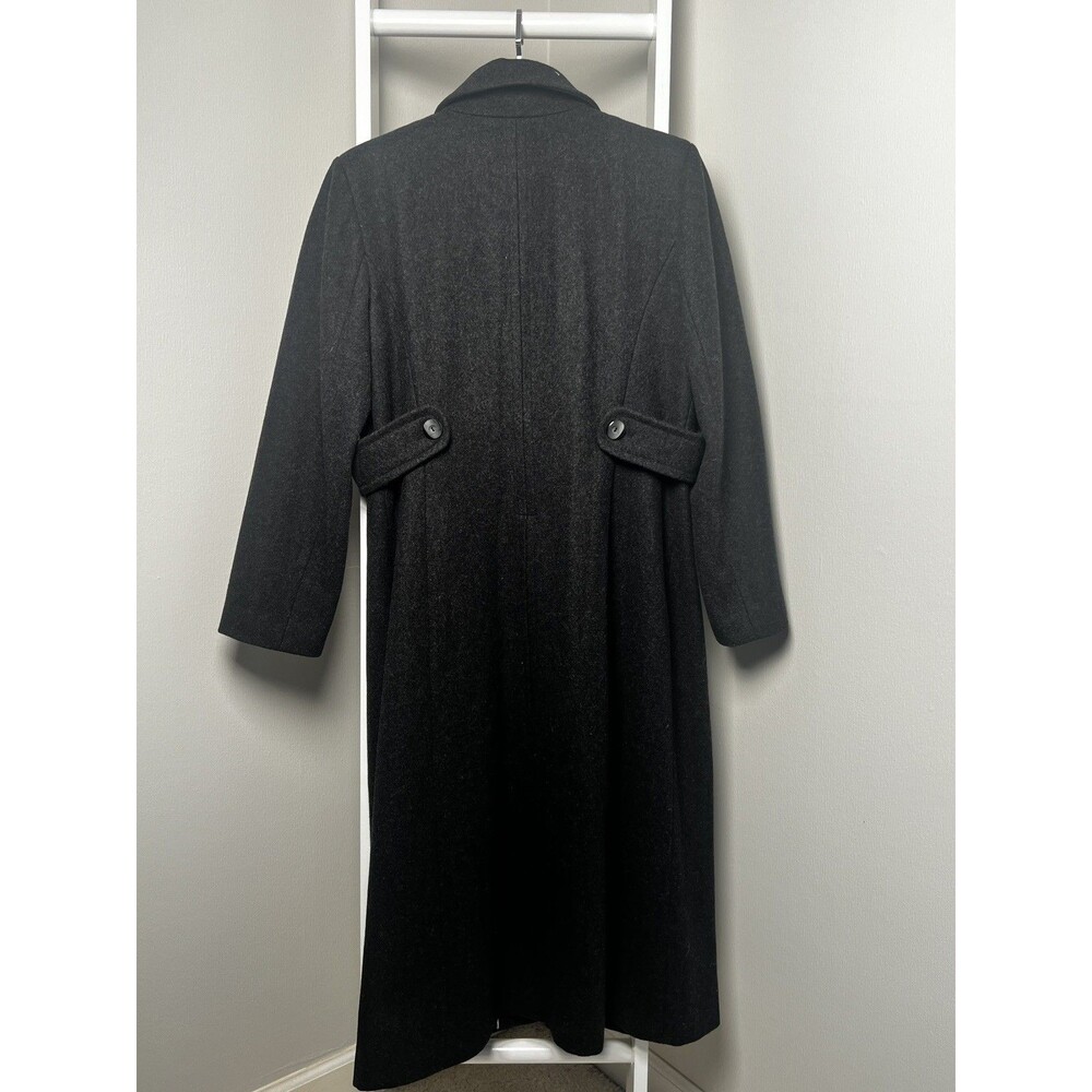 Winter Long Coat Womens 12P Petite Dark Gray Wool Andrea Brem Long Pockets - Picture 12 of 13